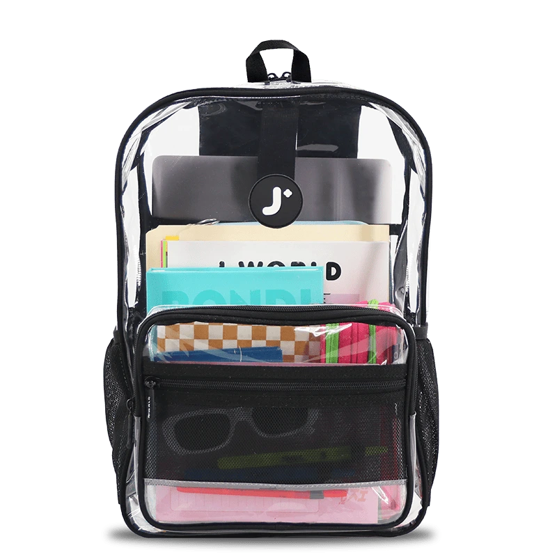 Backpack with clear front pocket best sale