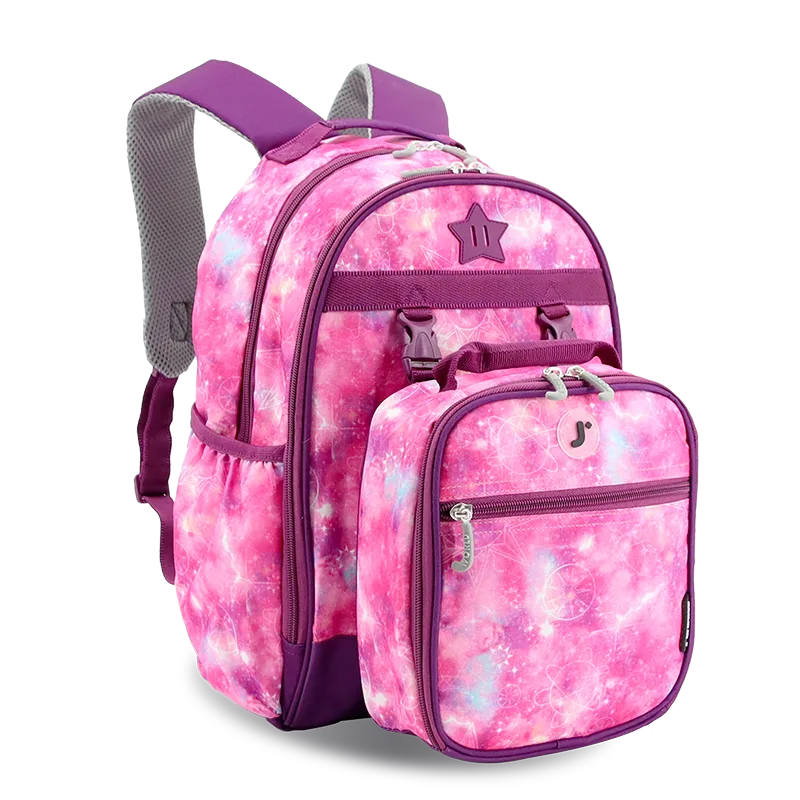 Duet Kids Backpack & Detachable Lunch Box Set in Purple Galaxy - JWorldstore