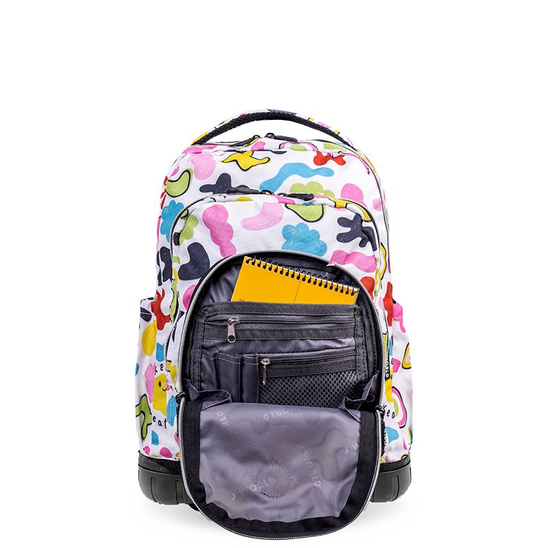 Purple backpack with wheels shop