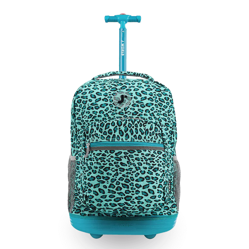 Sunrise Rolling Backpacks for Girls | Mint Leopard | J World – JWorldstore